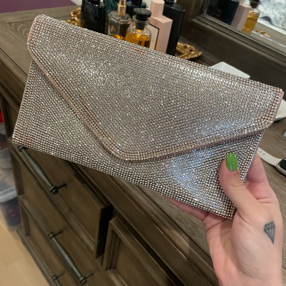 Rose Gold Rhinestone Evening Convertible Clutch/Shoulder Bag or Crossbody